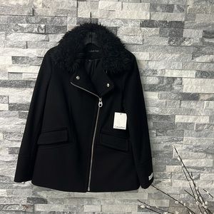 NWT Calvin Klein black wool coat size S